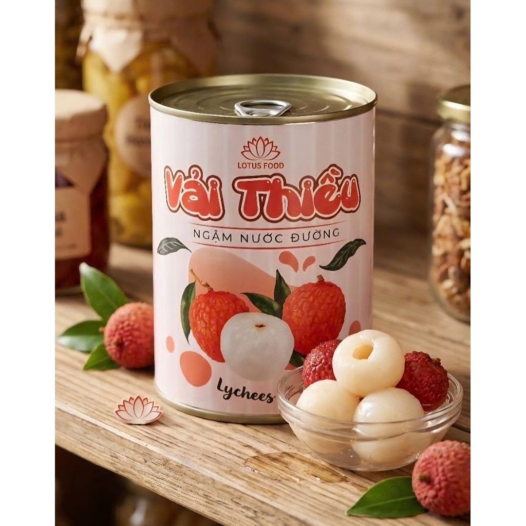 Vải Thiều Lotus Food (Vải ngâm tem hồng).