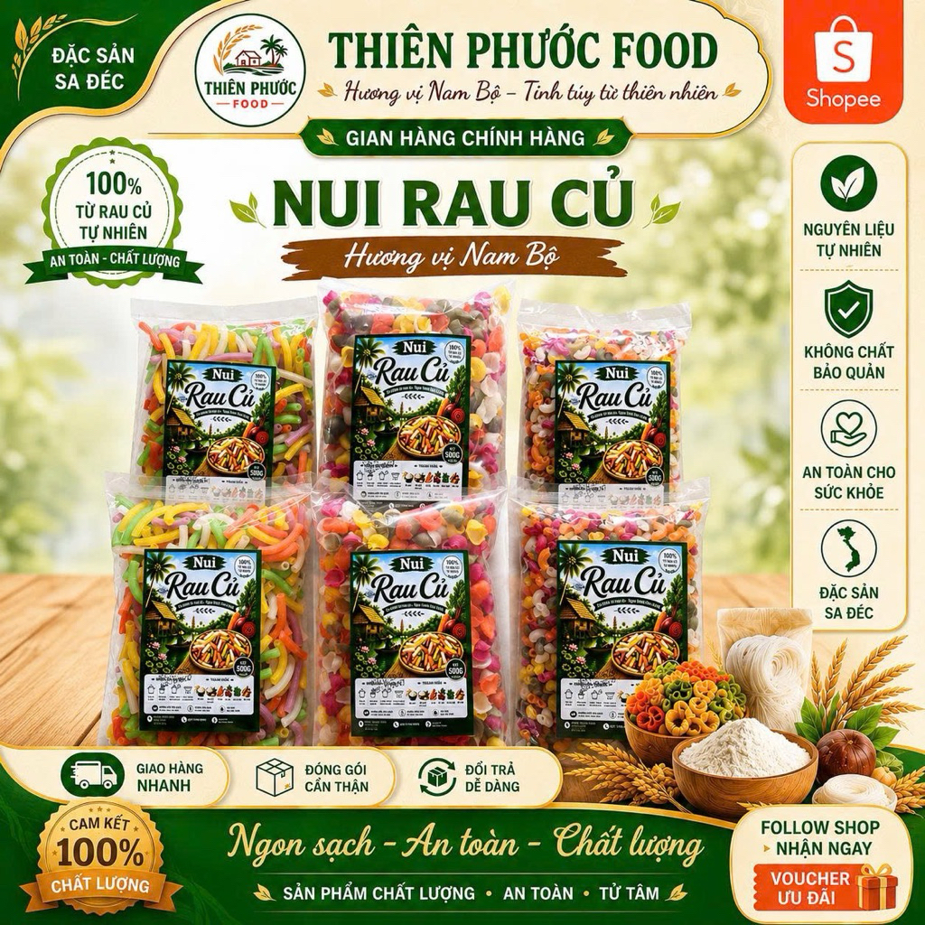 Nui Rau Củ Sa Đéc Combo 3Kg 1Kg Nui Ống Dài 1Kg Nui Ống Ngắn 1Kg Nui Sò
