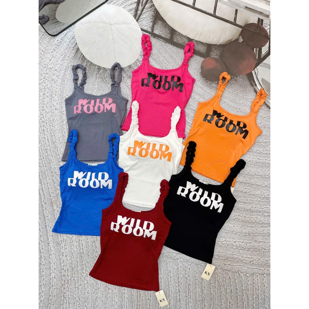 Áo 2 dây xoắn quăn chữ Wild Room có mod ngực