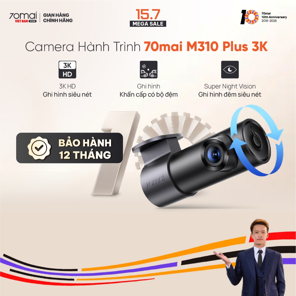 Camera Hành Trình 70mai M310 Plus 3K Phiên Bản Quốc Tế, Ghi Hình 3K HD Ra Lệnh Giọng Nói