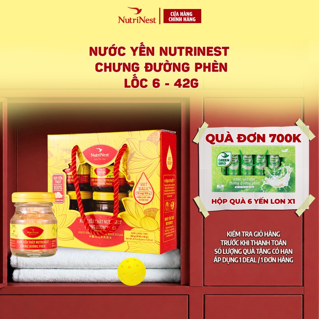 Lốc 6 Hũ Nước Yến Chưng Đường Phèn Nguyên Chất NUTRINEST Bồi Bổ Sức Khỏe - Hũ 42g