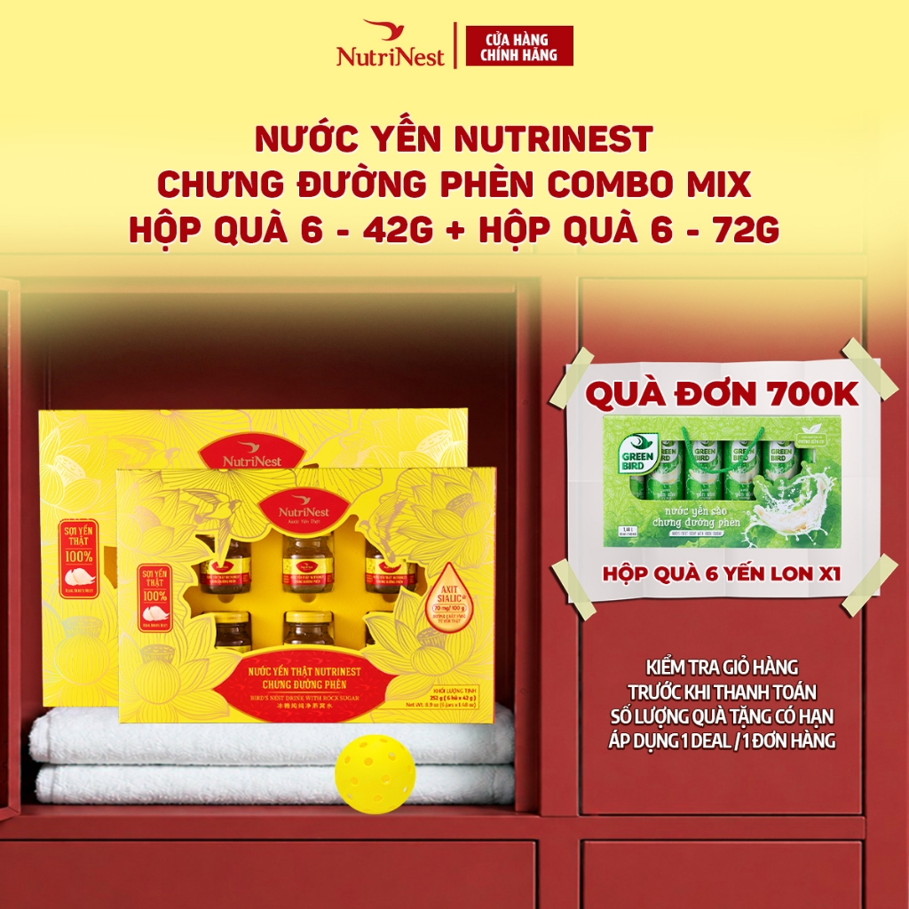 Hộp Quà 6 Hũ Yến Chưng Đường Phèn Nguyên Chất NUTRINEST Bồi Bổ Sức Khỏe - Hũ 42g / 72g