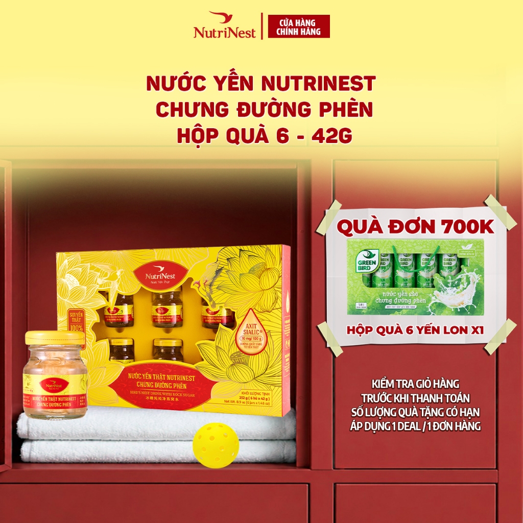 Hộp Quà 6 Hũ Nước Yến Chưng Đường Phèn Nguyên Chất NUTRINEST Bồi Bổ Sức Khỏe - Hũ 42g