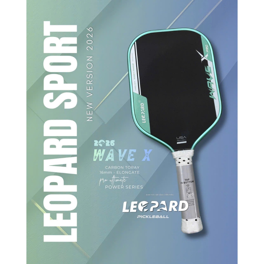 Vợt Pickleball LEOPARD WAVE X VIỀN BÓNG 16MM CẢI TIẾN TOÀN DIỆN ( Bản Mới Nhất 2026 )
