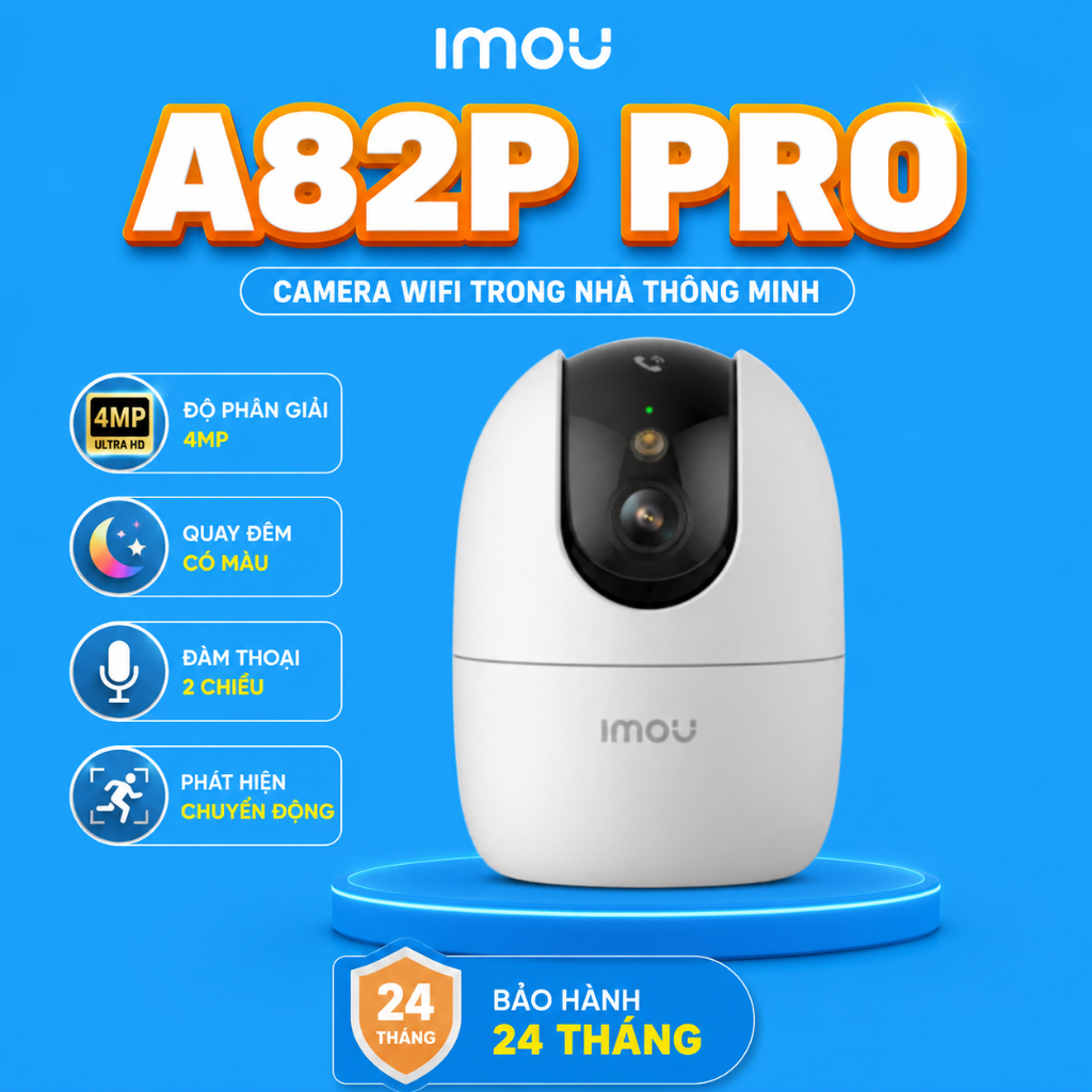 (TẶNG ĐẾ L)Camera IMOU A82P PRO 4K WiFi Trong Nhà Xoay 360° Quan Sát Thông Minh,Hiệu Năng Vượt Trội