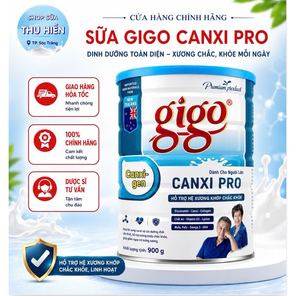 Sữa gigo canxi pro lon 900g ngừa loãng xương