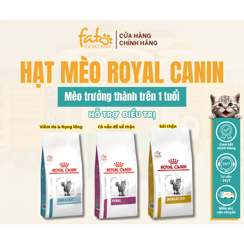 Hạt Cho Mèo ROYAL CANIN Điều Trị Túi 400g, Royal Canin Skin & Coat, Royal Canin Renal Hỗ Trợ Thận | 
