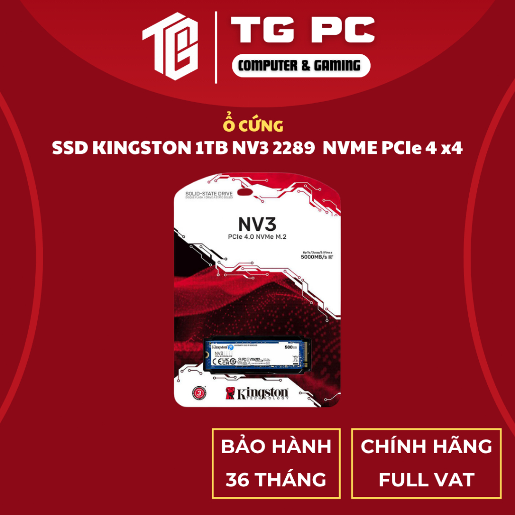 [SẢN PHẨM NEW FULL VAT] Ổ cứng SSD KINGSTON 1TB NV3 2289  NVME PCIe 4 x4 - BẢO HÀNH 36 THÁNG