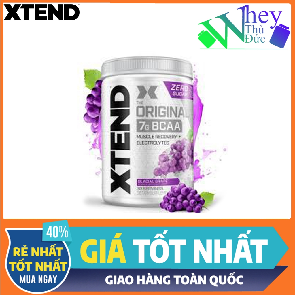 XTEND BCAA Sport 345g (30 Servings) Chính Hãng vị Nho - 7g BCAA, Điện Giải, Hỗ Trợ Phục Hồi Cơ