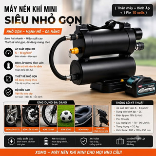 Máy Nén Khí Mini 8 Bar Cao Cấp Bắn Đinh Gỗ Bê Tông P F U ST - Máy Bơm Hơi Cầm Tay Tặng Voucher