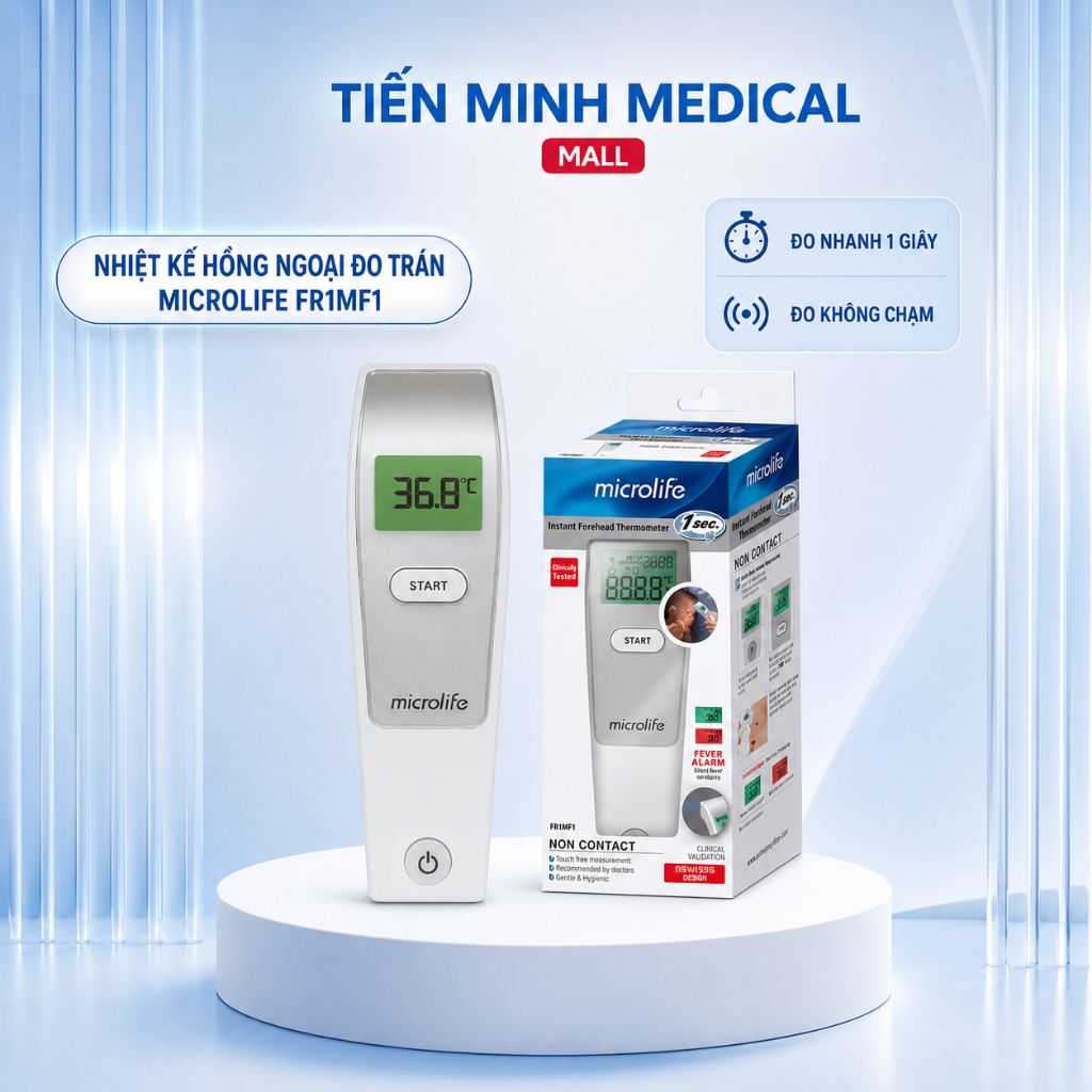 Nhiệt kế hồng ngoại đo trán Microlife FR1MF1 đo nhanh, không chạm, an toàn cho cả gia đình