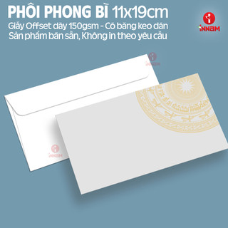 Phong bì thư trắng có họa tiết trống đồng góc, giấy offset dày (150gsm), có băng keo 2 mặt, SL100-200C