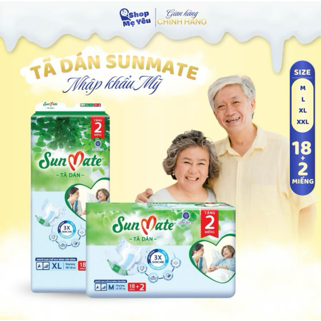 [Chính Hãng] Combo 6 Gói Tã Dán Người Lớn SunMate Size M / L / XL - Chăm Sóc Người Cao Tuổi, Êm Ái Thông Thoáng