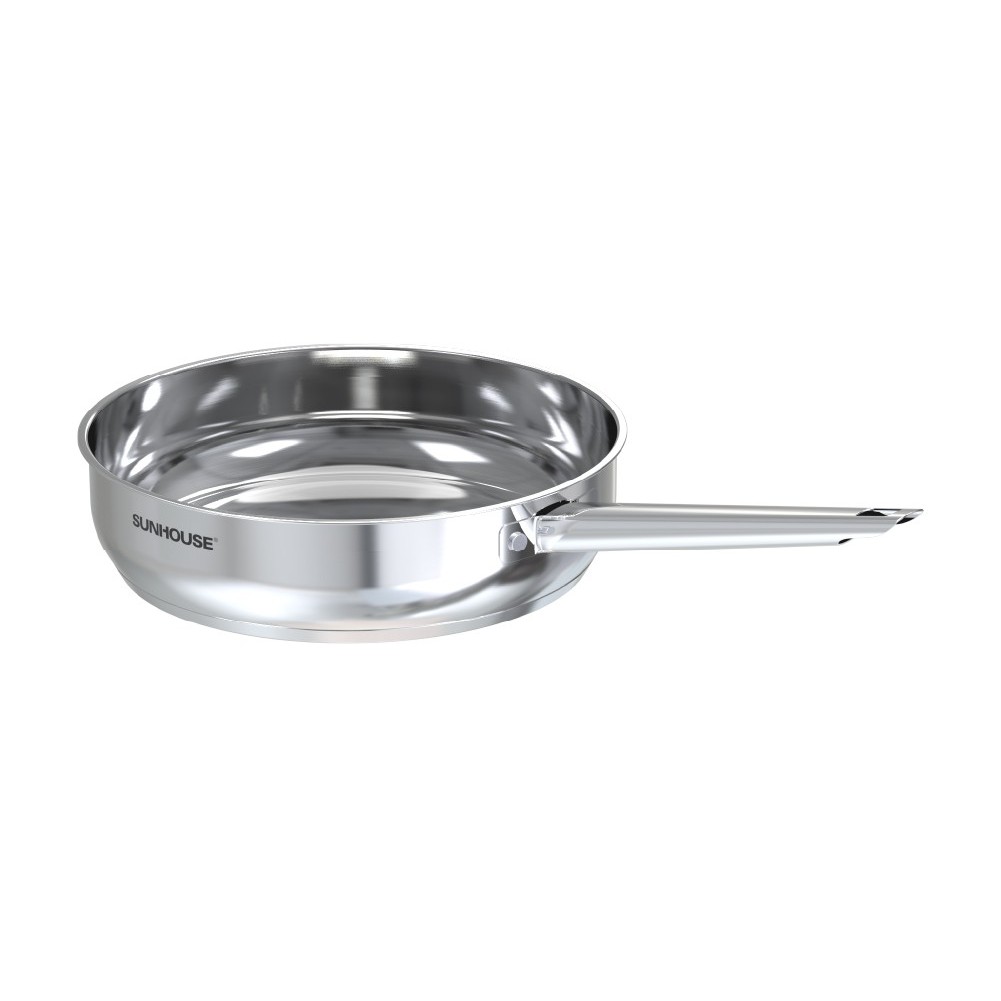 Chảo Inox 304 cao cấp Sunhouse Healthy IN16-20-24-26-28M9 - Phù hợp mọi loại bếp - Tay cầm Inox khôn