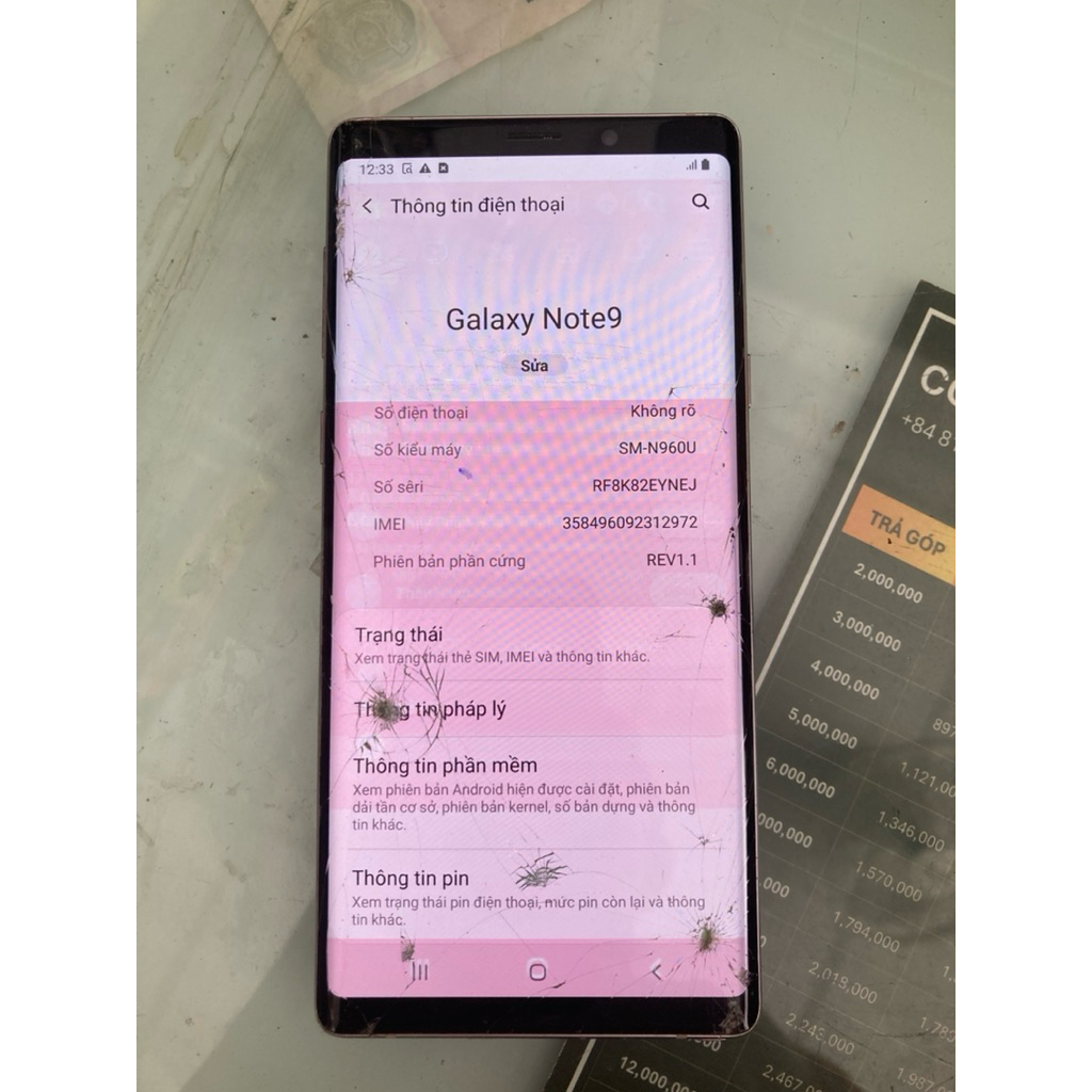 bán xác điện thoại samsung note 9 bản mỹ chữa cháy như hình