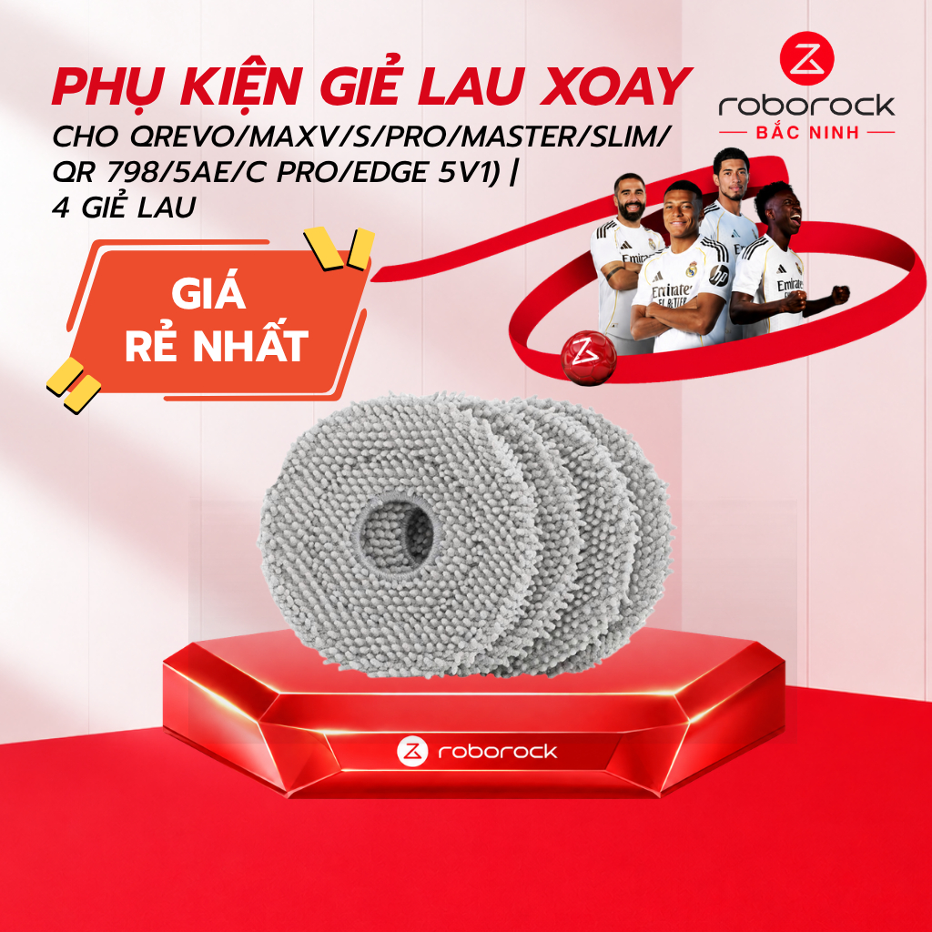 Phụ kiện 4 giẻ lau xoay cho Robot hút bụi Roborock Qrevo Curv/EdgeT/5V1