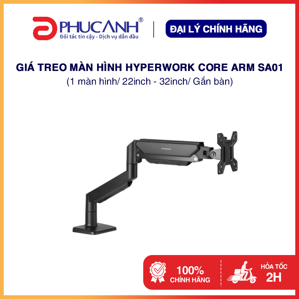 Giá treo màn hình HyperWork Core Arm SA01 (1 màn hình/ 22inch - 32inch/ Gắn bàn)