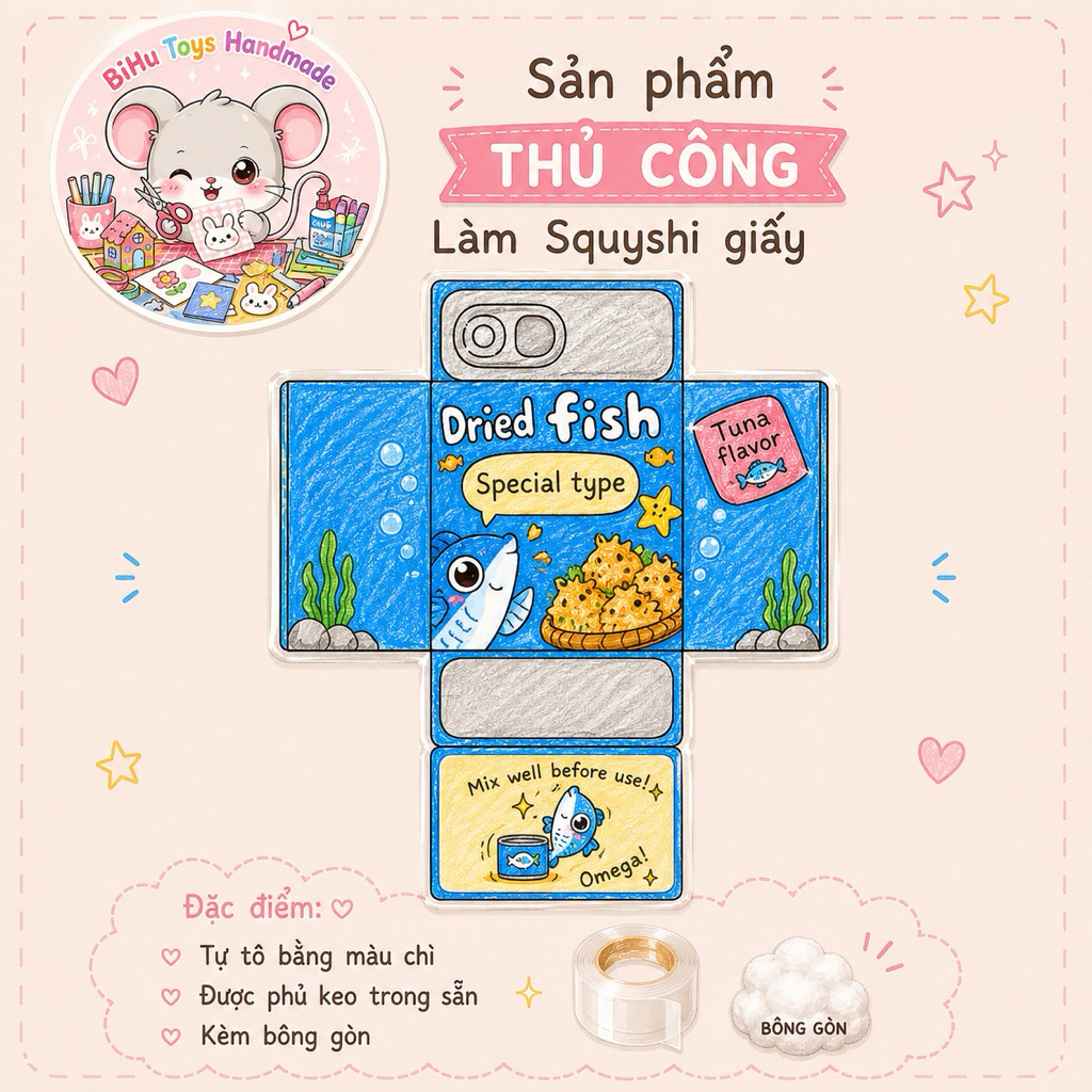 Khung làm Squishy DIY handmade Tô màu chì đã dán keo có kèm bông