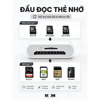 ĐẦU ĐỌC THẺ NHỚ ĐA NĂNG CHO ĐIỆN THOẠI, TABLET, LAPTOP (LIGHTNING / TYPE-C / USB)