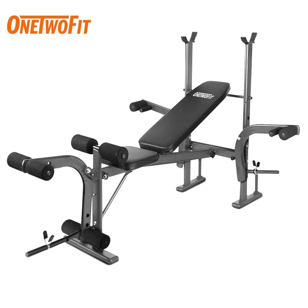 OneTwoFit Ghế tập gym 6 trong 1 đa chức năng, chịu tải 200kg, phù hợp tập tạ tại nhà