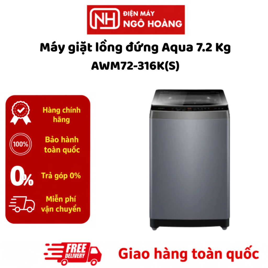 AWM72-316K(S) - Máy Giặt Lồng Đứng Aqua 7.2 Kg AWM72-316K(S) Chính Hãng