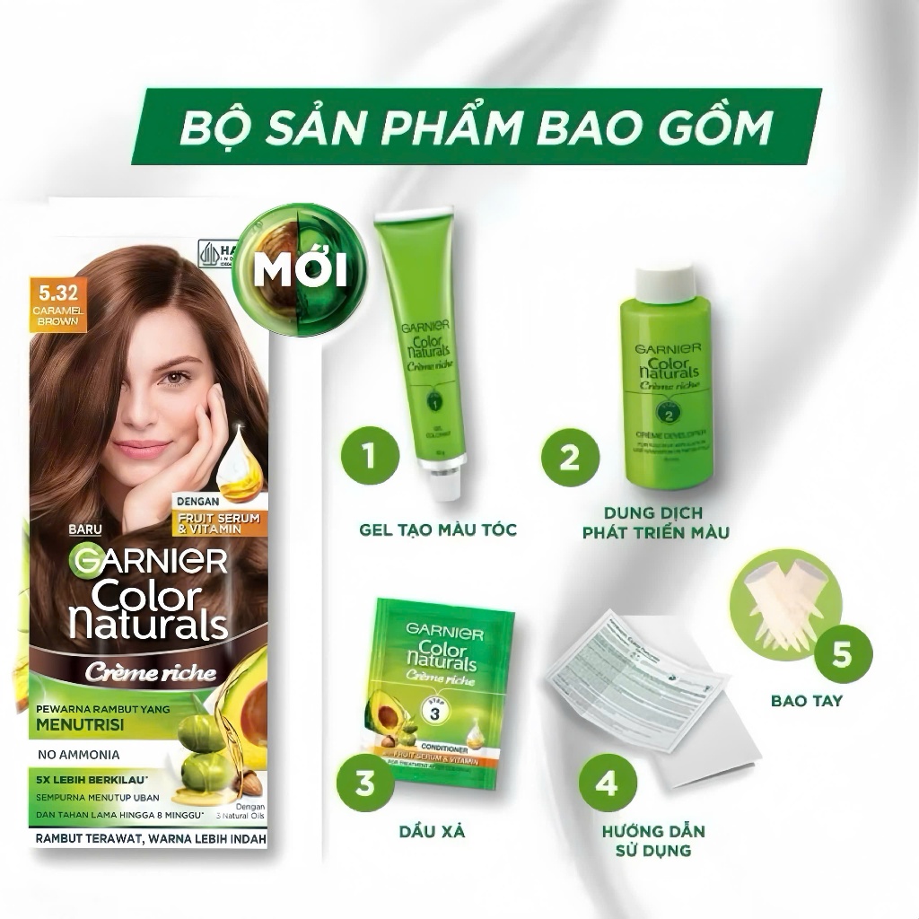 Kem Nhuộm Tóc Garnier 5.32 Brown Caramel - Nâu Caramel 50g