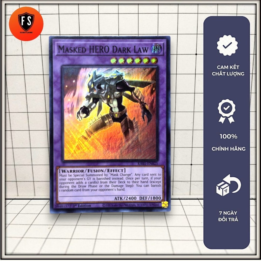 [FS Yugioh] Thẻ bài Yugioh Chính Hãng Masked HERO Dark Law (Super Rare ) - Fusion