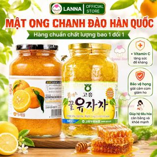 Mật ong chanh đào mẫu mới hũ 1kg Hàn Quốc ngâm nguyên quả, tăng đề kháng