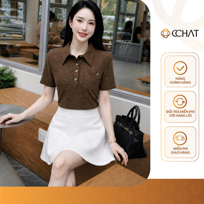 Áo Thun Nữ 𝐂𝐂𝐇𝐀𝐓 Dáng Ôm Alara Túi Ốp Trang Trí Kèm Charm Chất Liệu Mềm Mát 16TNC9040OT