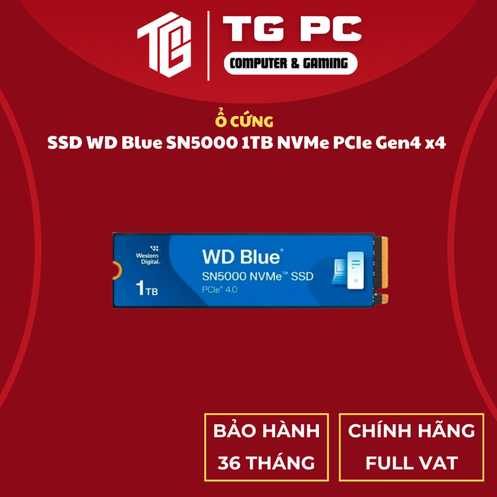 [SẢN PHẨM NEW FULL VAT] Ổ cứng SSD WD Blue SN5000 1TB NVMe PCIe Gen4 x4 - BẢO HÀNH 36 THÁNG