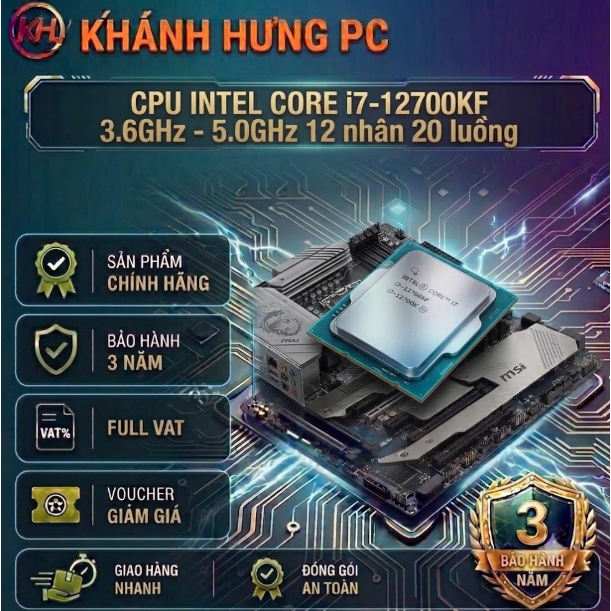 [FULL VAT] CPU INTEL CORE I7-12700KF TRAY NEW - BẢO HÀNH 36 THÁNG