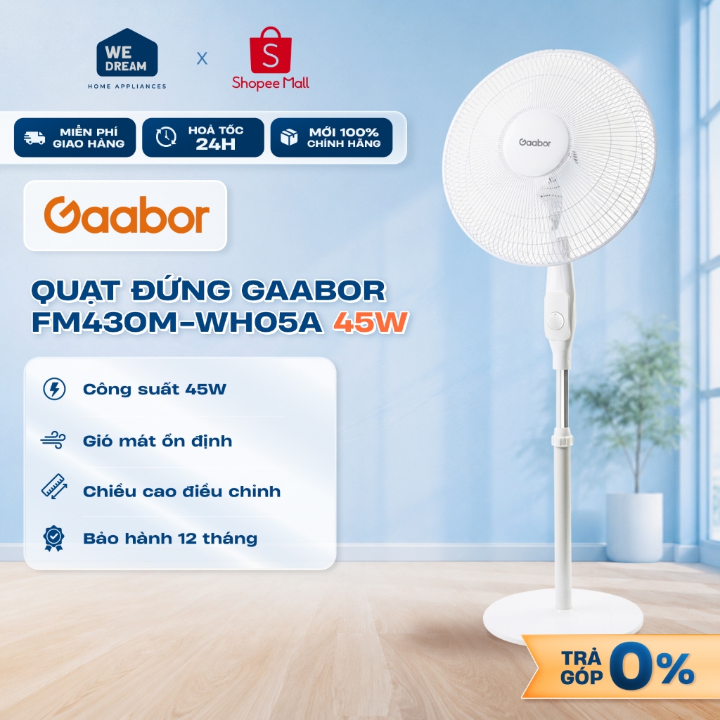 FM430M-WH05A - Quạt Đứng Gaabor FM430M-WH05A 45W - Hàng Chính Hãng, Hàng Mới