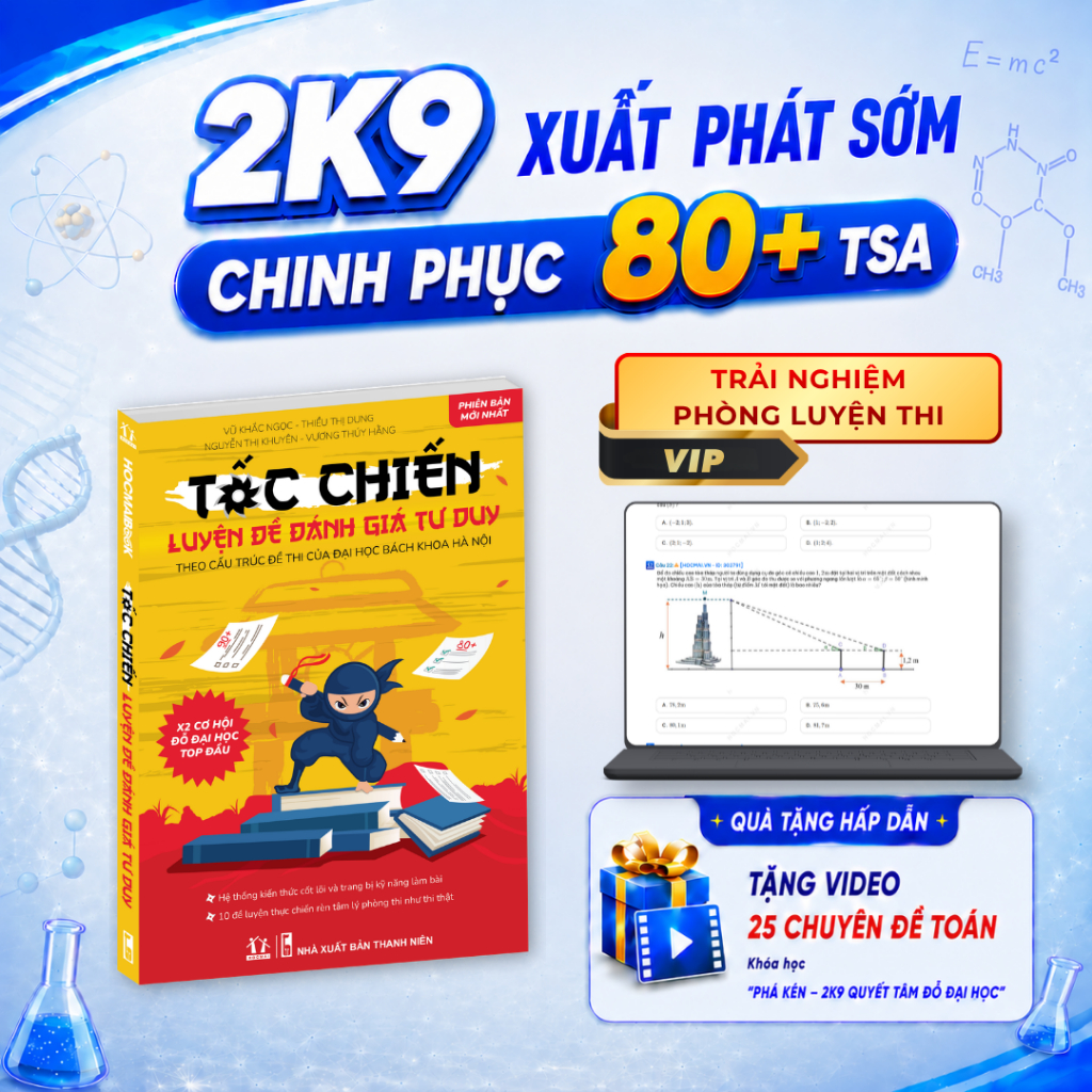[TSA 2027] Sách Tốc chiến luyện đề Đánh giá tư duy Đại học Bách Khoa Hà Nội - Dành cho 2k9 - HOCMAI