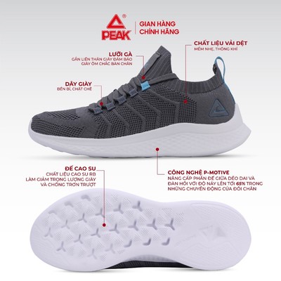 Giày Chạy Bộ Thể Thao Nam PEAK Running Feather Lite Công Nghệ EVA Siêu Nhẹ Thoáng Khí EW2207H