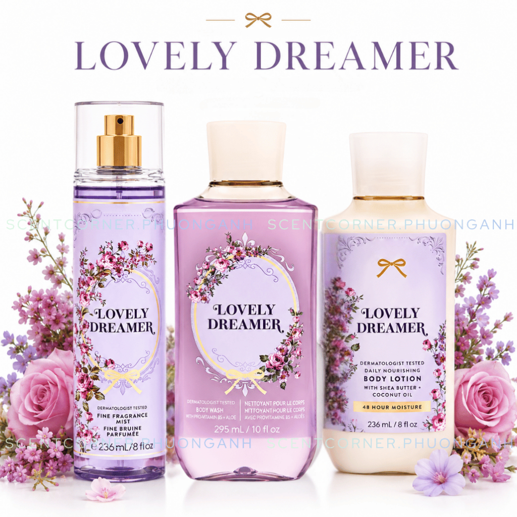 LOVELY DREAMER | Bộ sản phẩm Body Mist - Lotion - Sữa Tắm