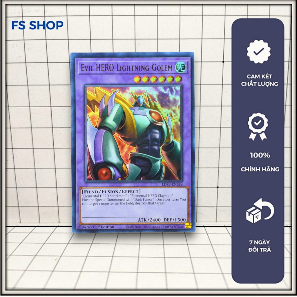 [FS Shop] Thẻ bài Yugioh Chính Hãng Evil HERO Lightning Golem (Ultra Rare) - Fusion