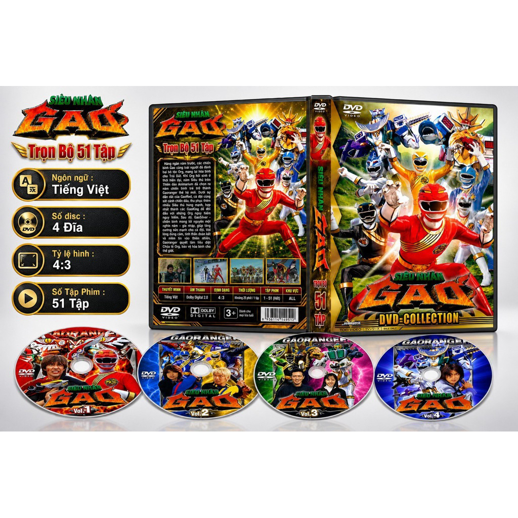 Dvd Siêu Nhân Gao Thuyết Minh Trọn Bộ 4 Đĩa