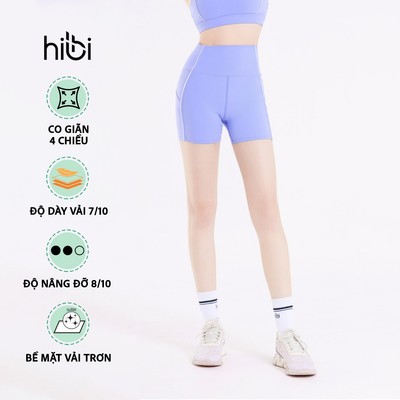 Quần đùi tập Yoga Gym Hibi Sports QS208 Kiểu phối viền trắng, lưng cao tôn dáng