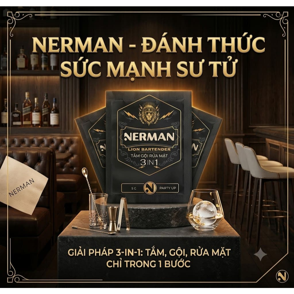 Sữa Tắm Gội nam giới hương nước hoa Nerman 3 in 1 - 5g - Hachicompany