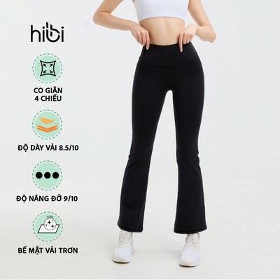 Quần ống loe tập Yoga Pilates Hibi Sports QD324 kiểu trơn phối đường viền mông, vải Lu Fabric