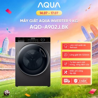 [SALE 7.7] Máy giặt cửa trước 9kg AQUA AQD-A902J.BK - Bảo hành 2 năm - Freeship toàn quốc - Hỗ trợ lắp đặt