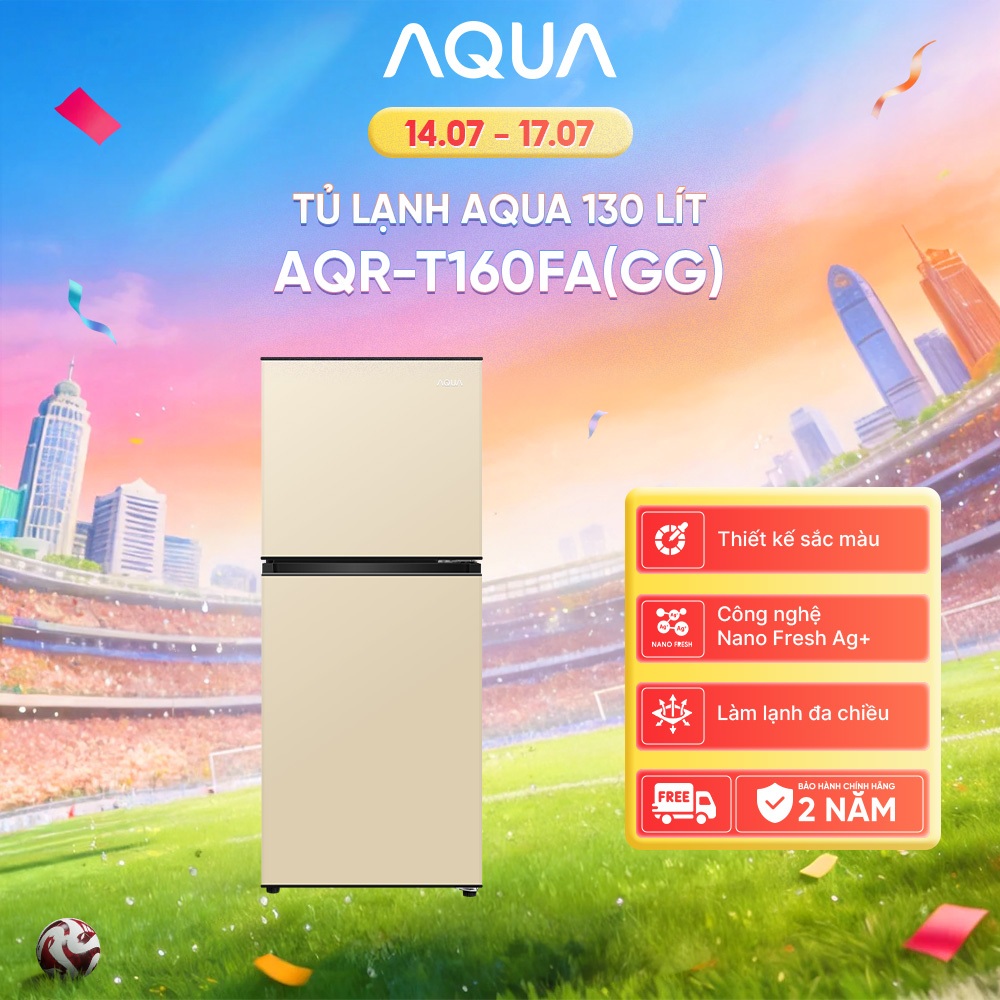 Tủ lạnh 2 cánh Aqua 130 lít ngăn đông trên AQR-T160FA(GG)