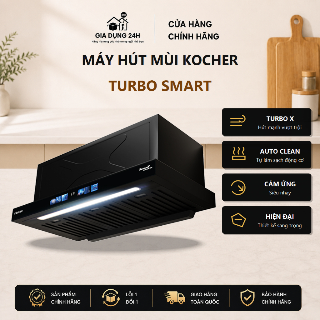 MÁY HÚT MÙI KOCHER TURBO SMART 3D X3D-350D AUTO CLEAN
