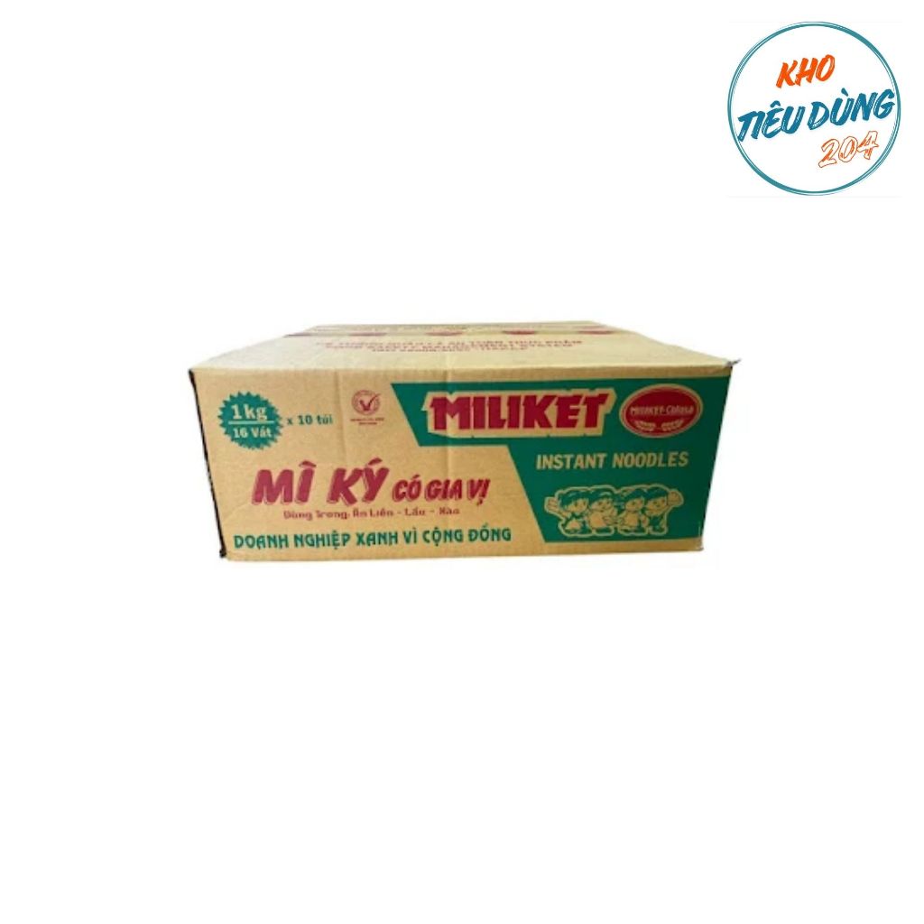 [1 Thùng] Mì Miliket Ký Có Gia Vị (10 Gói) (XANH)