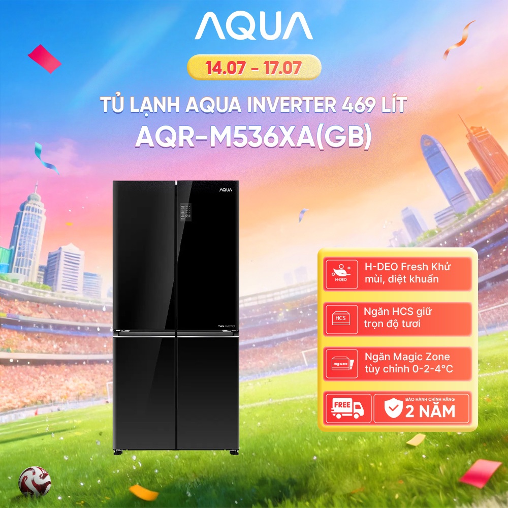Tủ lạnh Aqua Inverter 469 lít Multi Door AQR-M536XA(GB) - Freeship toàn quốc - Bảo hành 2 năm