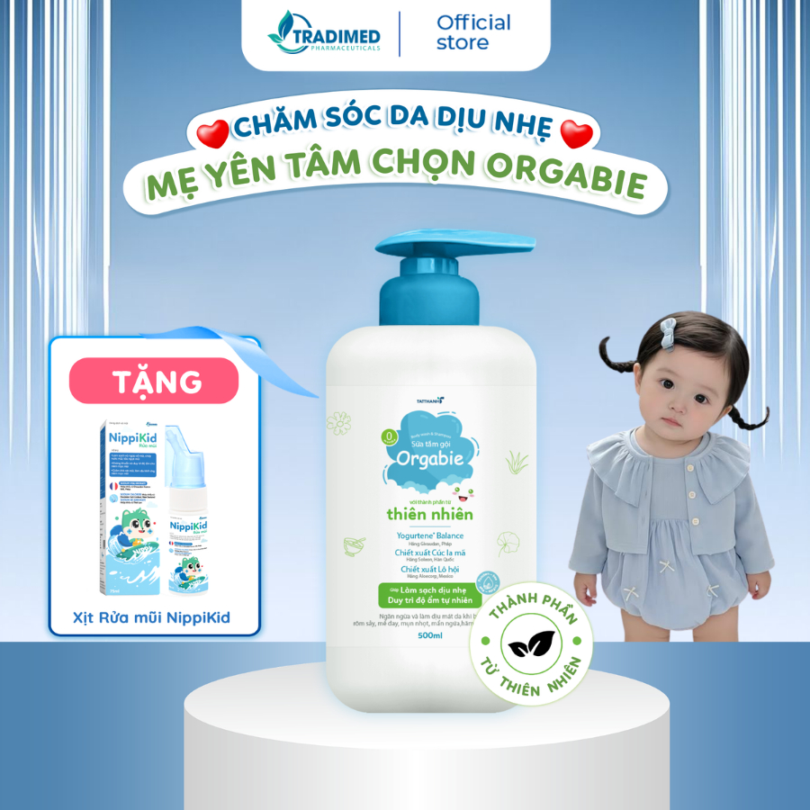 Sữa Tắm Gội Orgabie, Thành Phần Thiên Nhiên, Làm Sạch Dịu Nhẹ, An Toàn Cho Làn Da Bé