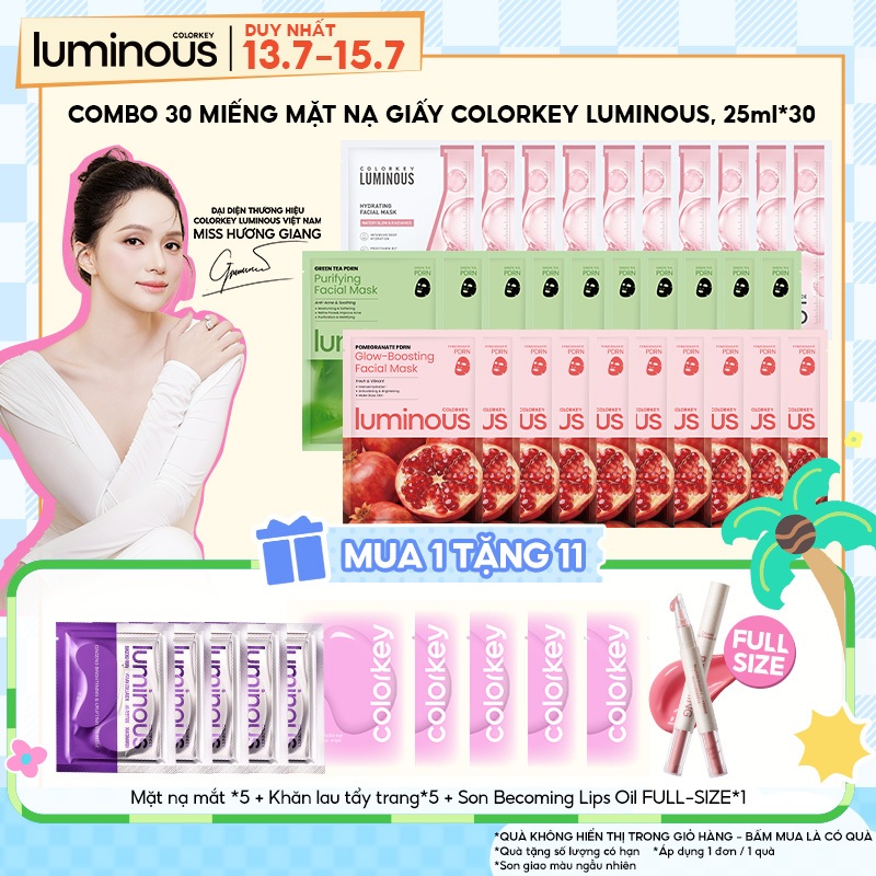COMBO 3 Hộp Mặt nạ giấy Vitamin B5, Mặt nạ giấy PDRN Trà Xanh BHA và Mặt Nạ PDRN thuần chay|COLORKEY