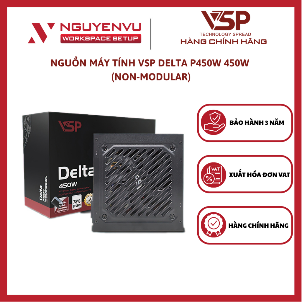 Nguồn máy tính VSP Delta P450W 450W (Non-Modular) - Hàng Chính Hãng