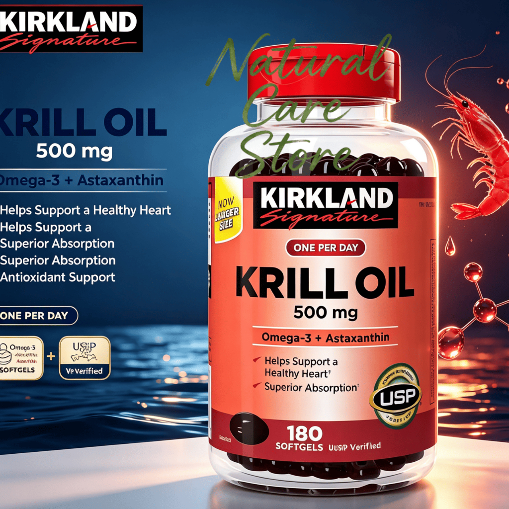 【Nhập khẩu từ Mỹ】Viên dầu nhuyễn thể Signature Krill Oil Kirkland 500mg 180 viên