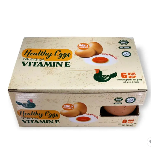 Trứng Gà Healthy Eggs Hộp 6 Quả 60g Vitamin E Omega 3 & DHA Trứng Gà Tươi Dinh Dưỡng Phân Loại